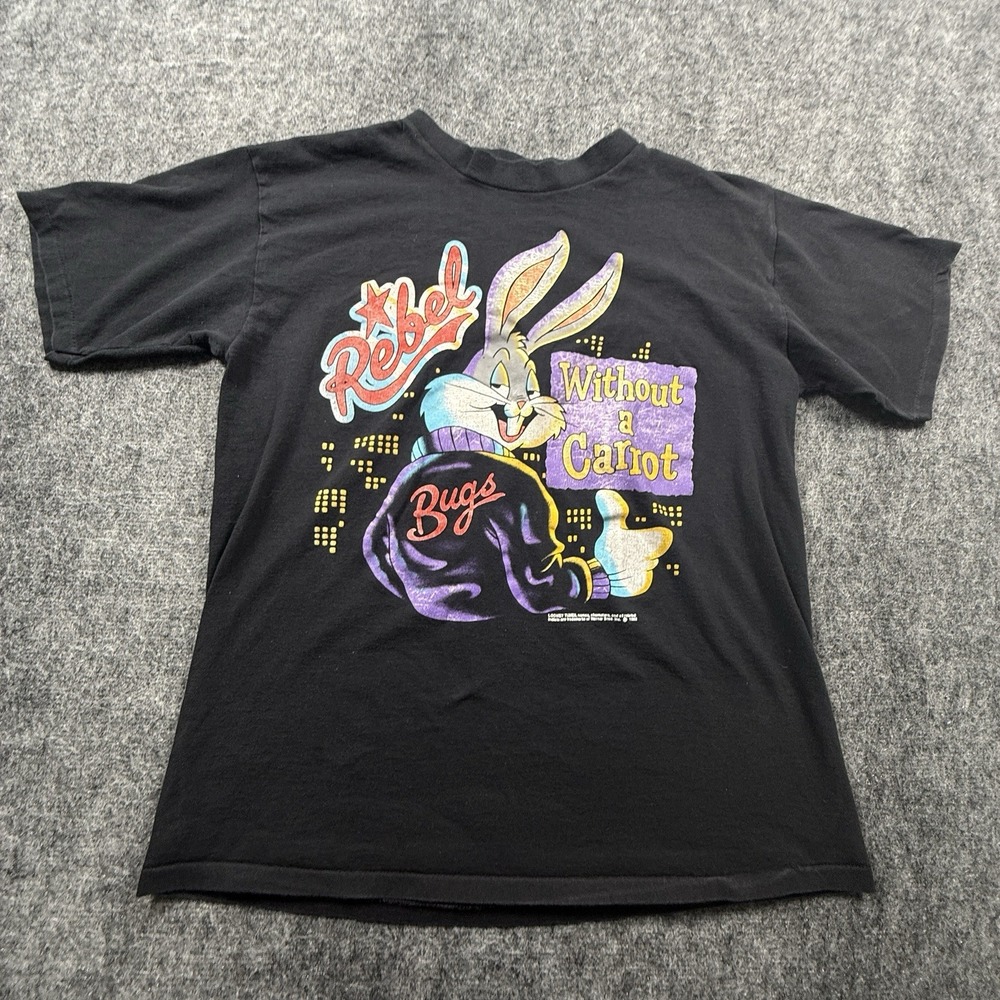 Looney Tunes Bugs Bunny T Shirt Mens L Black Rebel Carrot Single Stitch 1998 VTG